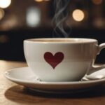 Kaffeetasse mit Herzsymbol im Schaum, gesundes Herz
